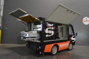 Back view of grill with E-Vehicle with Grill