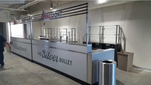 Side view of Coors Light Bar Kiosk at sports stadium