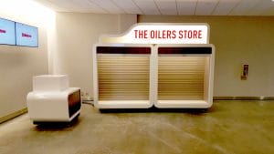 Mobile retail and merchandise cart in Edmonton at Rogers Place