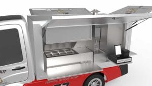 e-vehicle pizza food truck side view