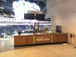open modern high signage food and beverage kiosk sports and entertainment venues