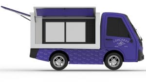 Food and beverage e-vehicle for campus catering
