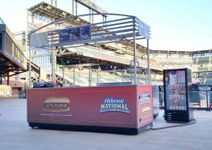 Front view of Gallery mobIle grill cart at Coors Field