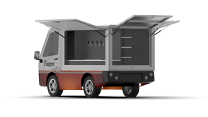 Have Wine Will Travel - e-vehicle to serve wine, beer, or coffee - side and back view