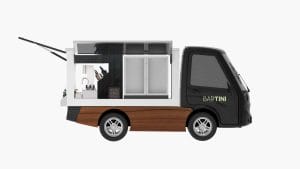 mobile bar e-vehicle bartini side view with brown base