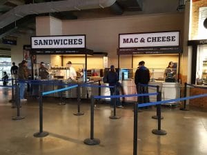 image of mac and cheese kiosk at miller park | food and beverage baseball concessions carts and kiosks