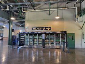 image of grab-n-go kiosk at Milwaukee Brewers | baseball concessions pitch clock food and beverage carts and kiosks